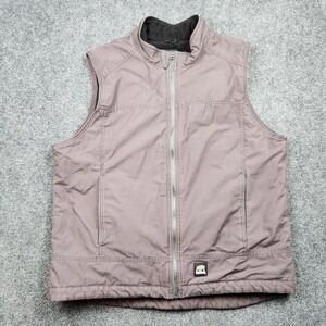Berne Vest Mens XL Gray Canvas Quilted Workwear Insulated Zip Pockets Fleece